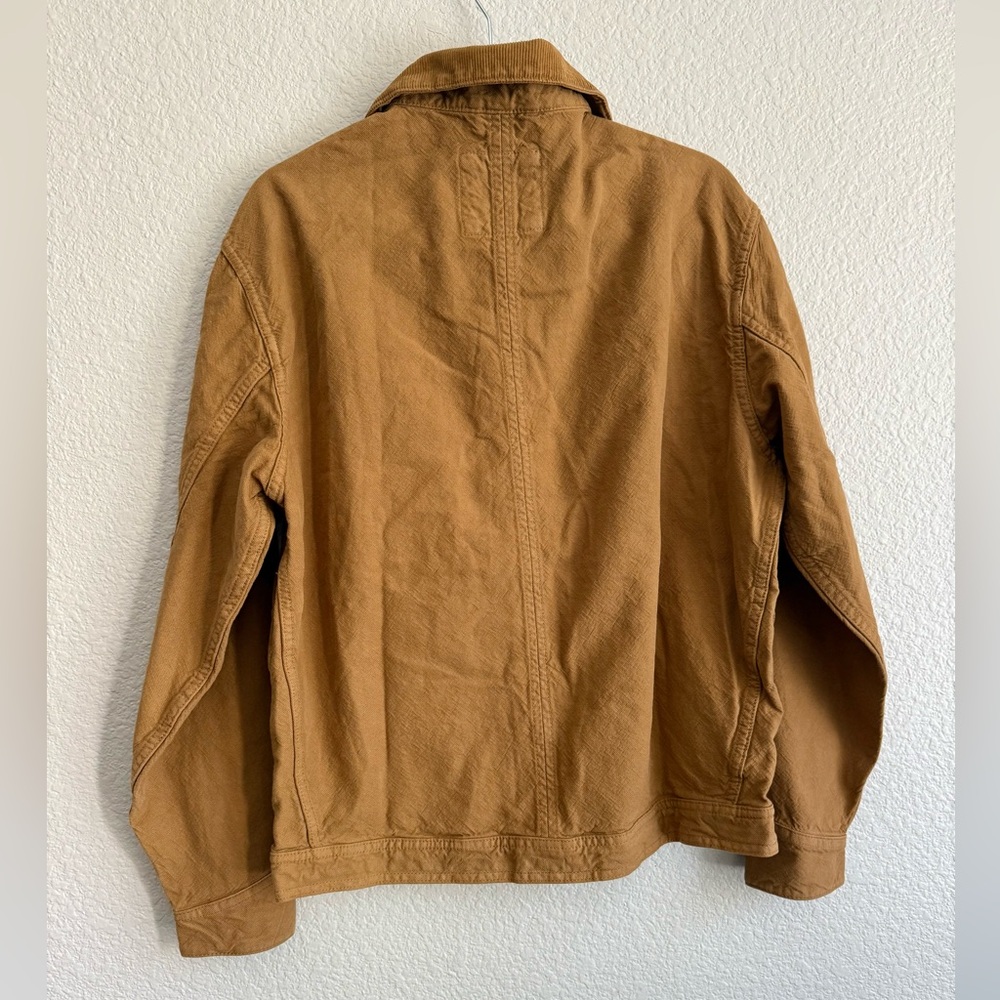 Zara small women’s denim Tan Shirt Jacket shacket with corduroy collar - Picture 4 of 5